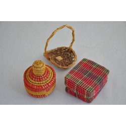 Coiled Braided Plaited Miniature Woven Baskets 